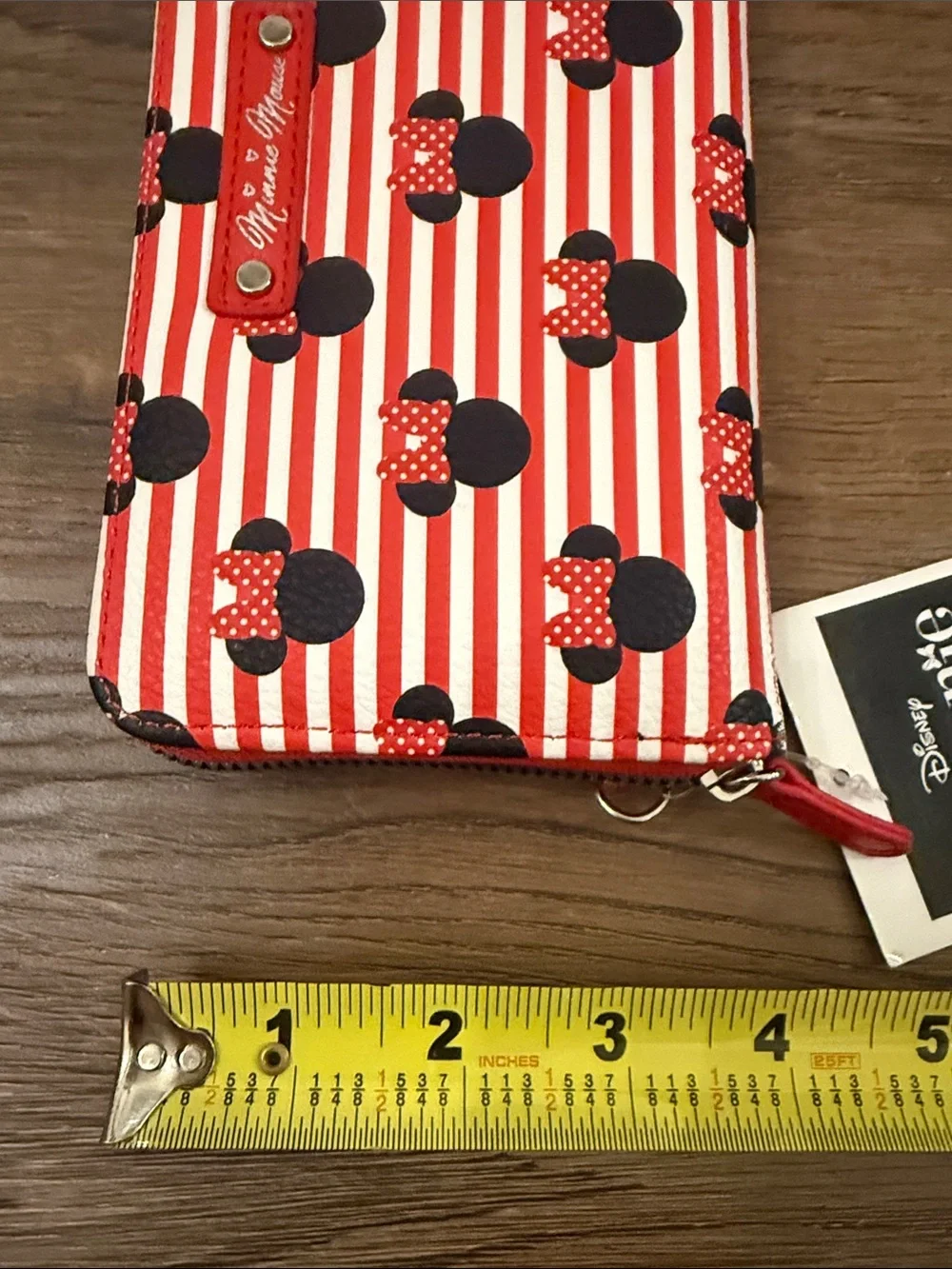 Disney Minnie Mouse Red and White Stripe Zip Wallet